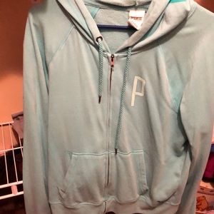 PINK full zip up teal jacket